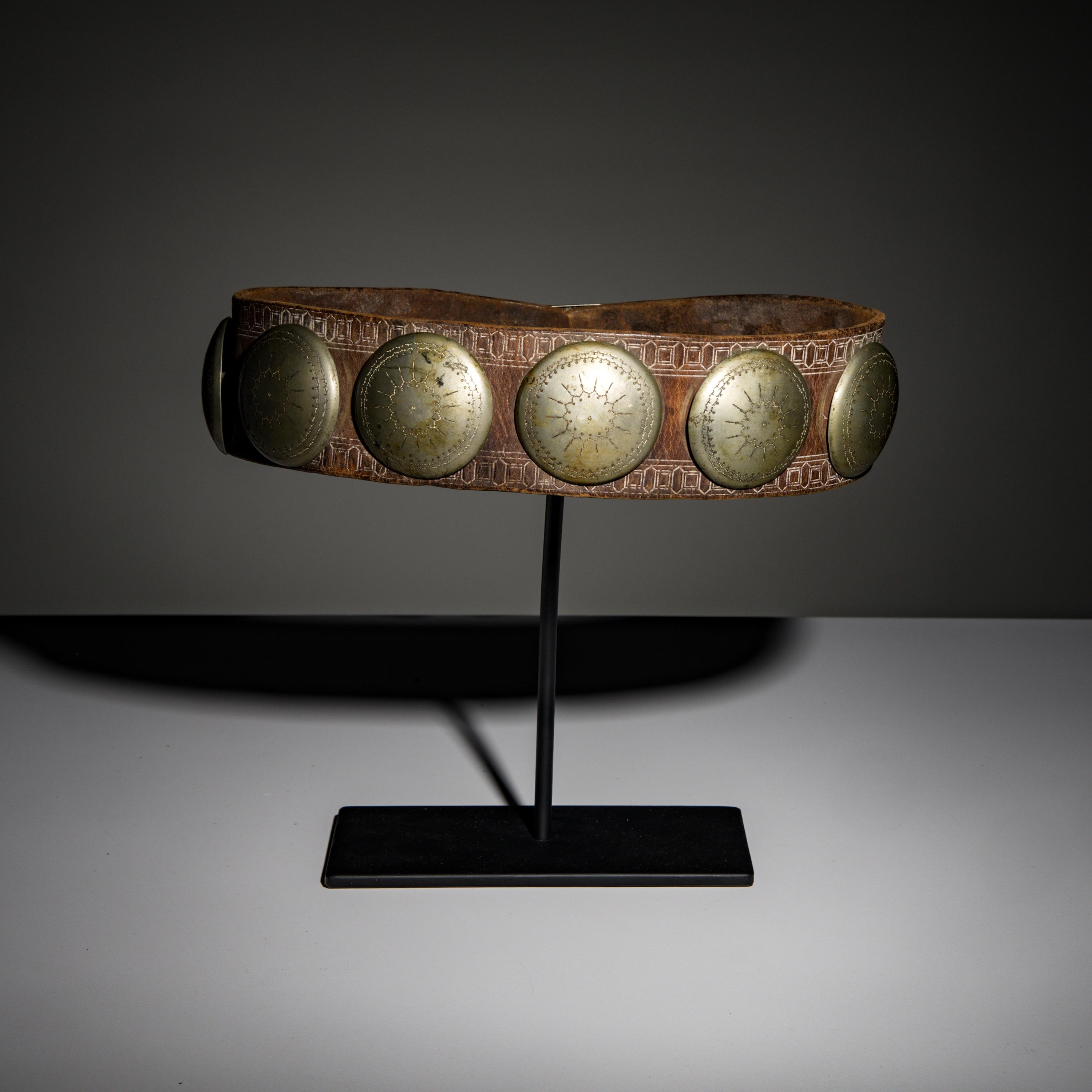 Southern Plains Tooled Belt, with German Silver Conchas