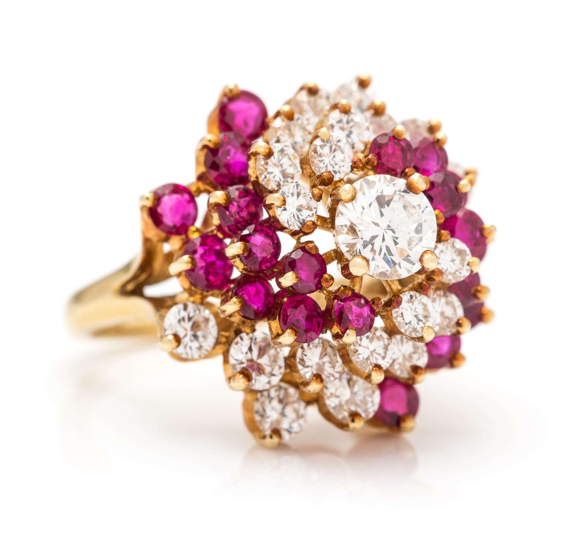 A 18 Karat Yellow Gold, Diamond and Ruby Ring, Kurt Wayne, 5.10 dwts.
