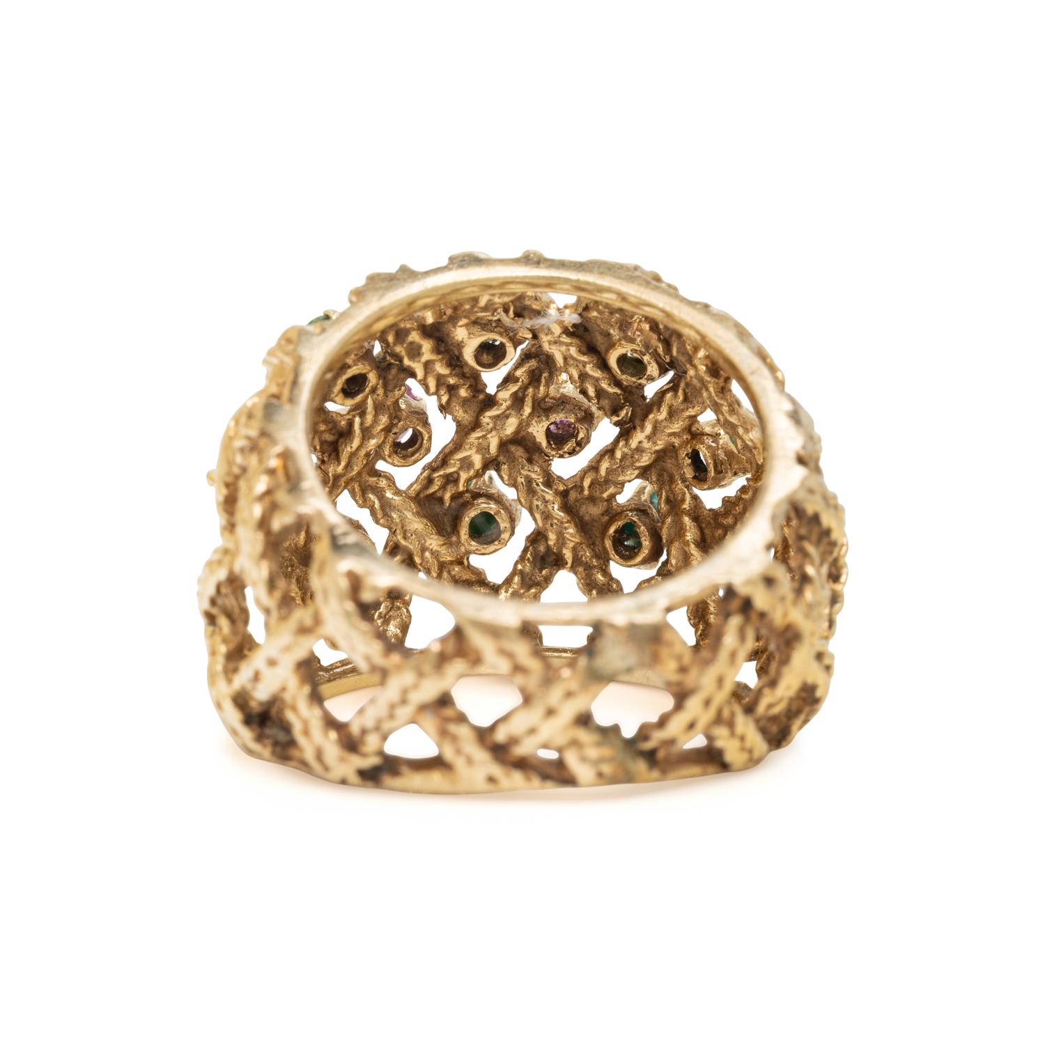 Turquoise, Ruby, and Yellow Gold Ring