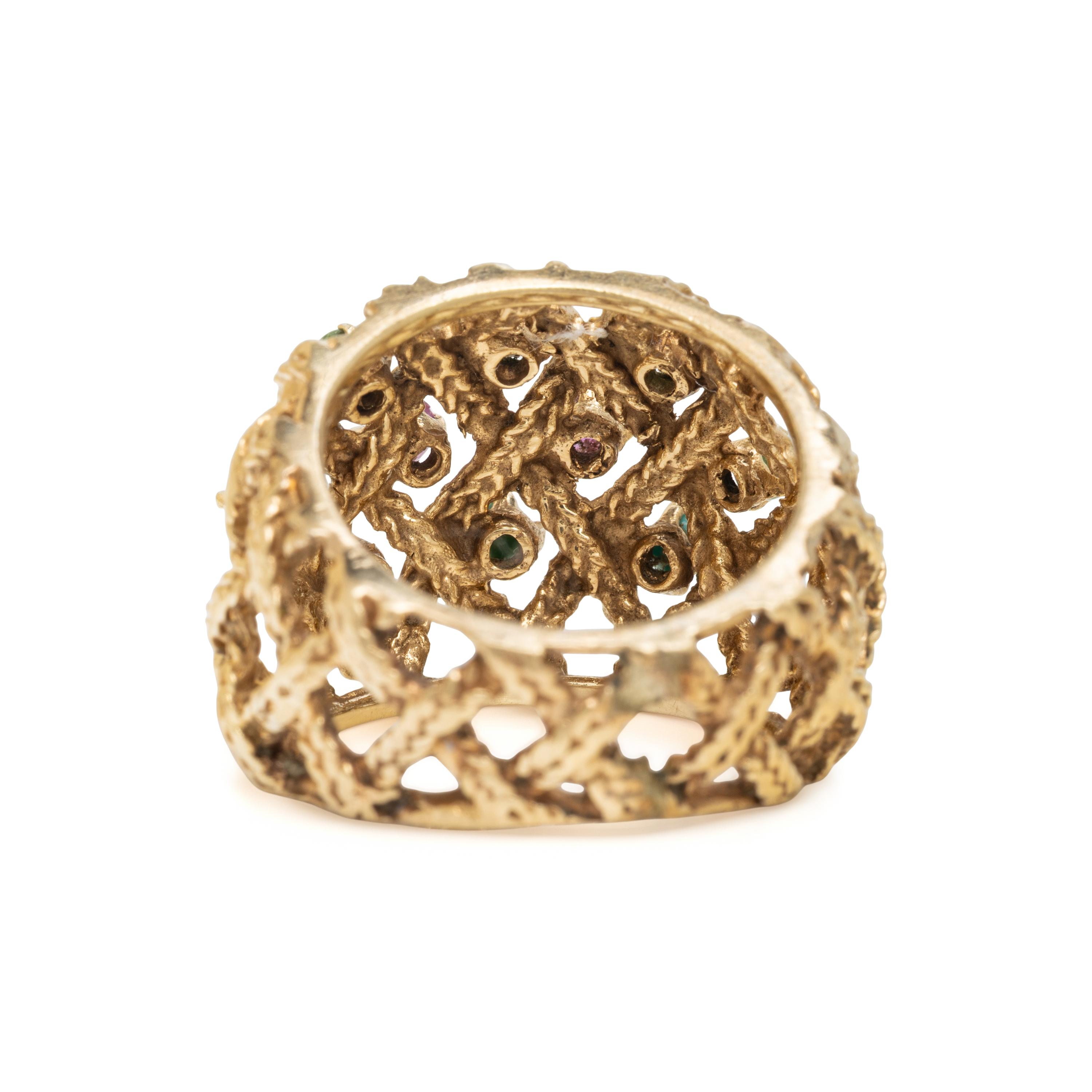 Turquoise, Ruby, and Yellow Gold Ring