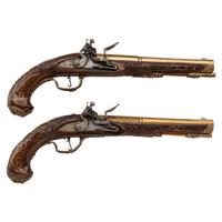 Contemporary Cased Pair of Flintlock Pistols in the Style of Leopold Becher by John B. Derrick (American, b.1936)