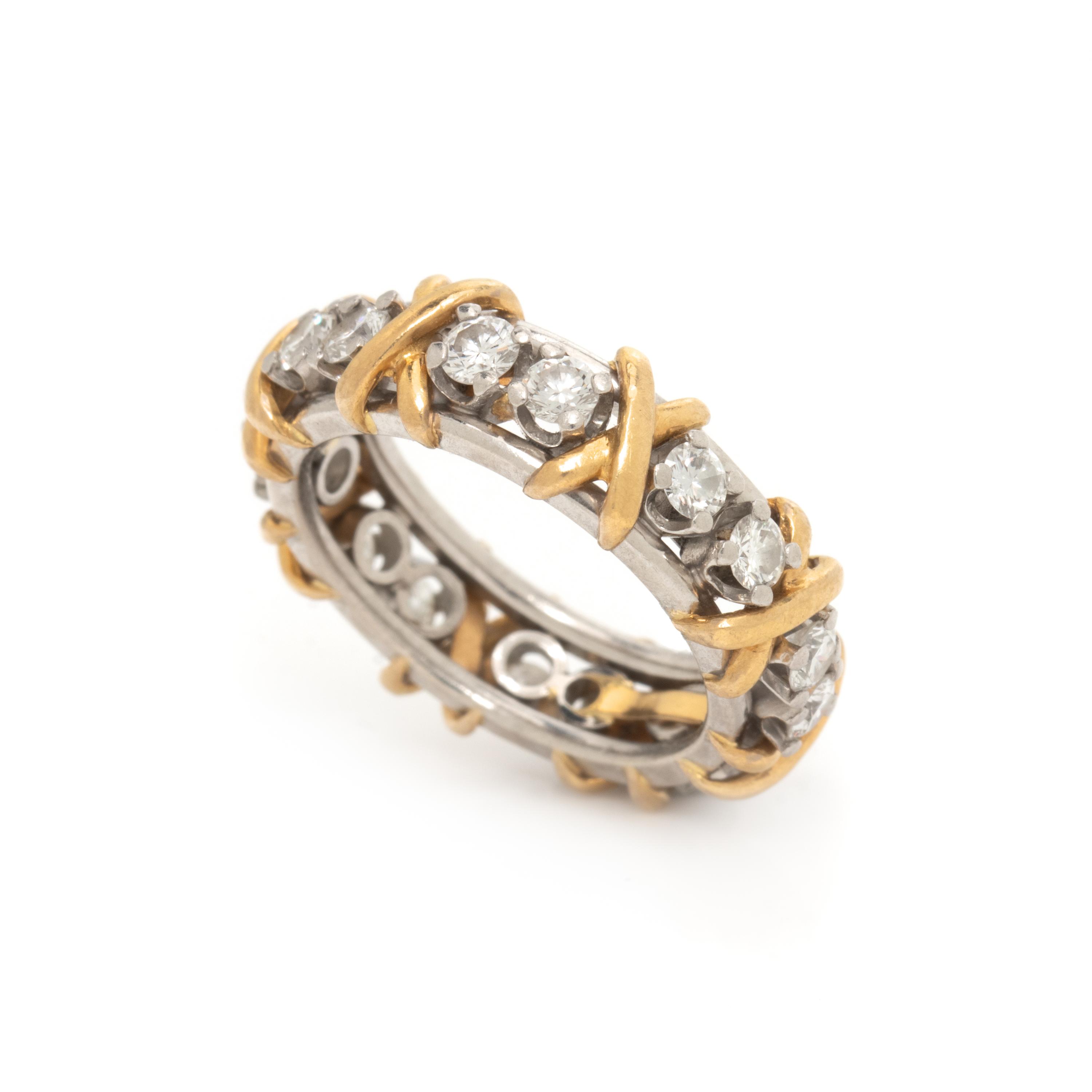 TIFFANY & CO., SCHLUMBERGER, YELLOW GOLD, PLATINUM, AND DIAMOND 'SIXTEEN STONE' RING