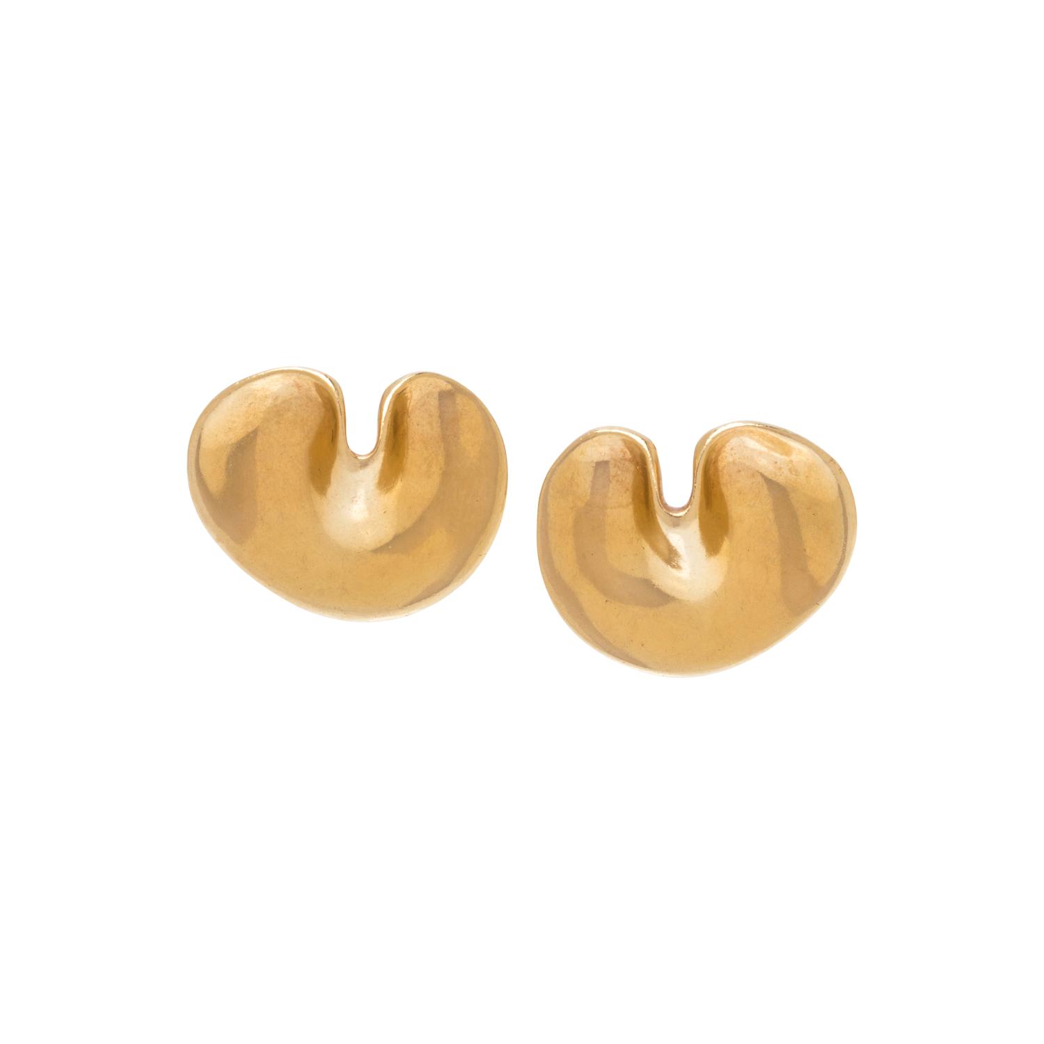 TIFFANY & CO., YELLOW GOLD 'LILYPAD' EARCLIPS