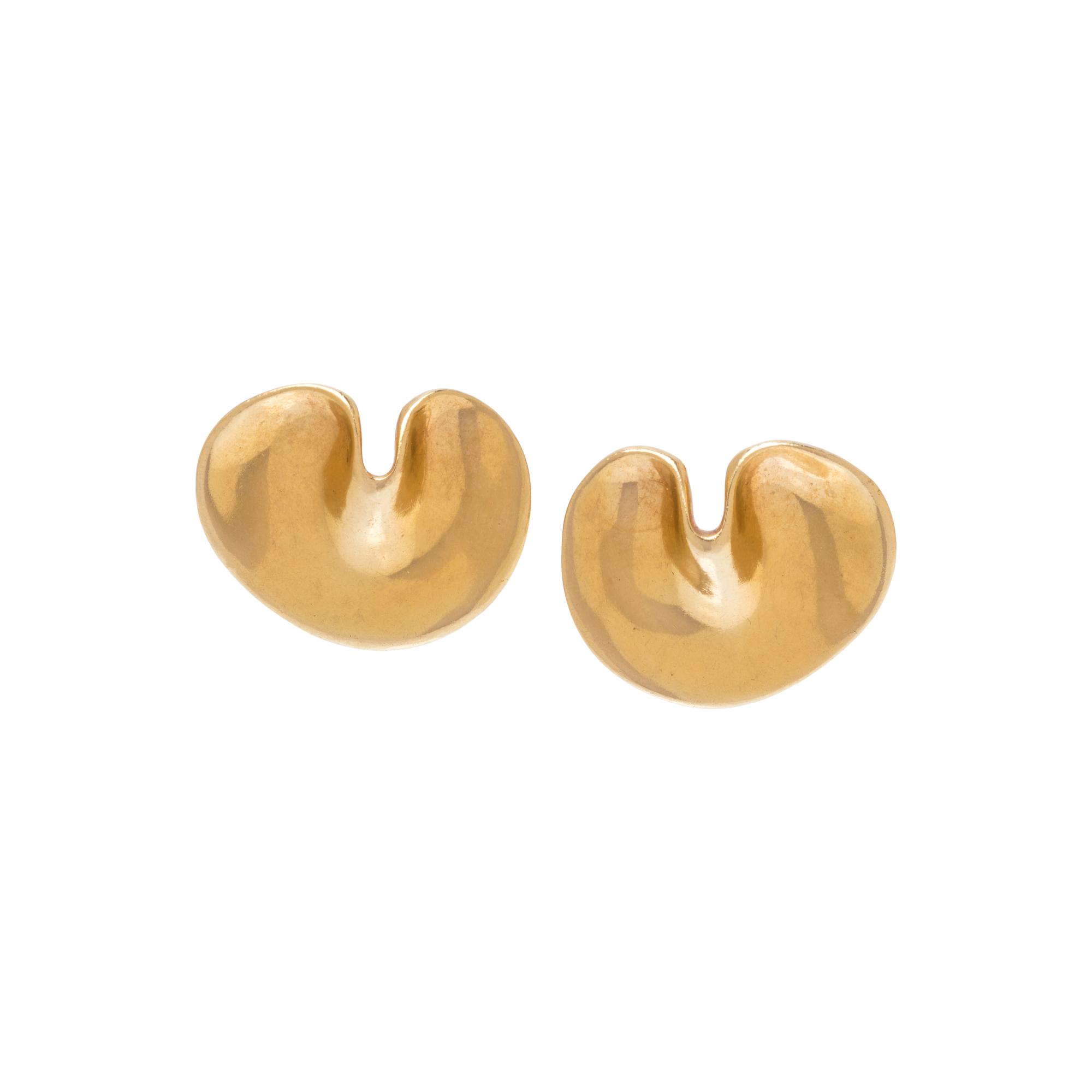 TIFFANY & CO., YELLOW GOLD 'LILYPAD' EARCLIPS