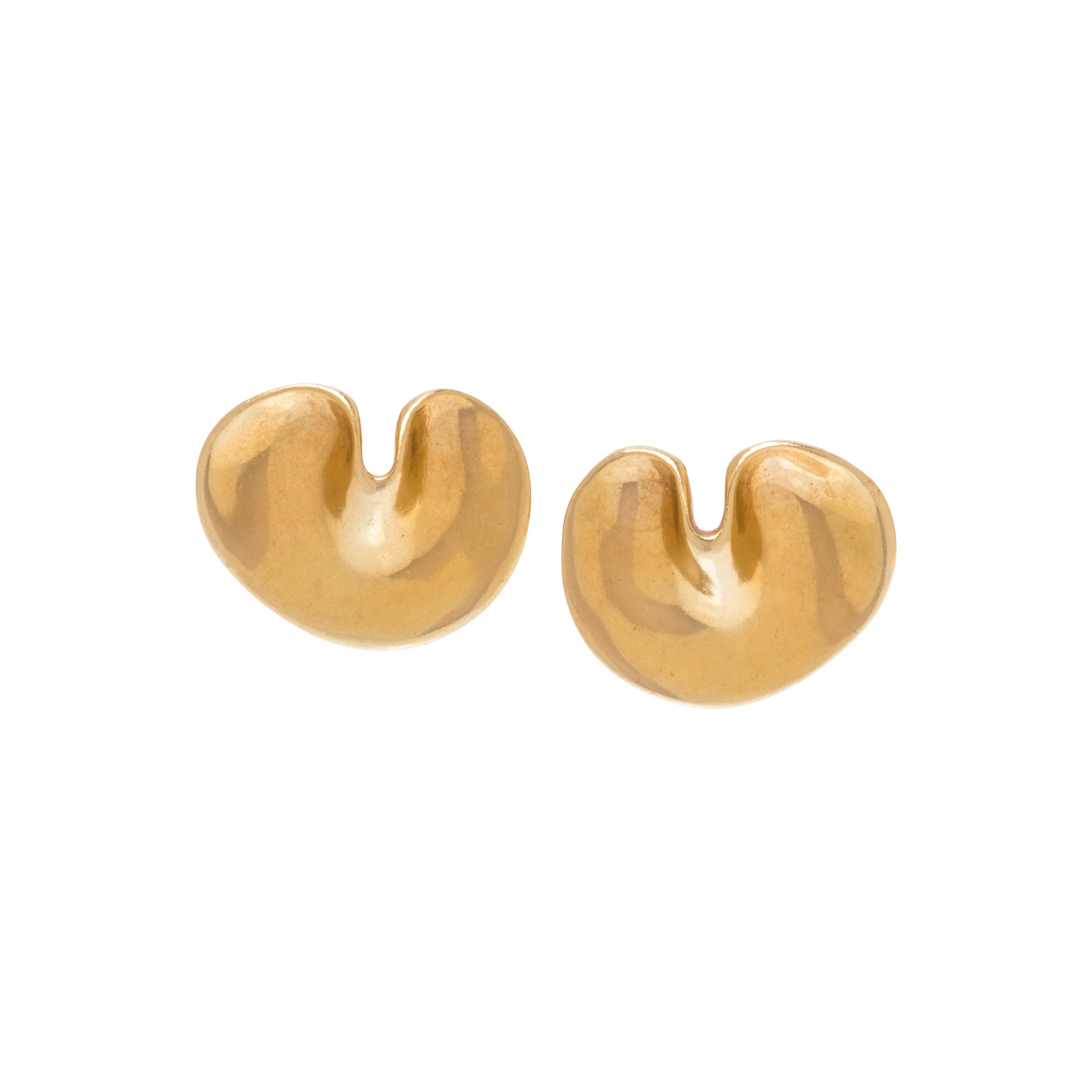 TIFFANY & CO., YELLOW GOLD 'LILYPAD' EARCLIPS