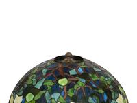 An American Leaded Glass and Cast Metal Table Lamp