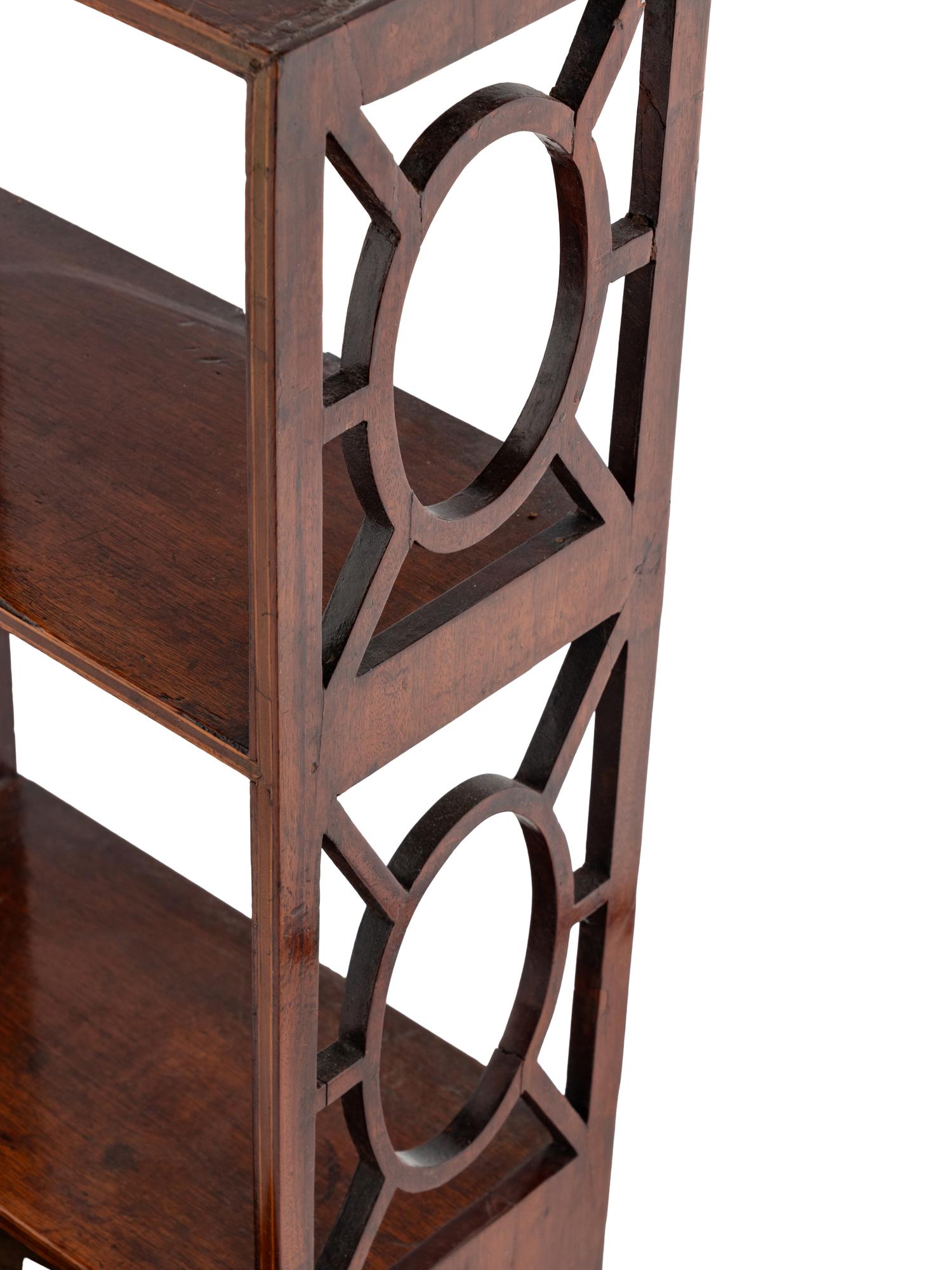 A George III Mahogany and Satinwood Hanging Etagere