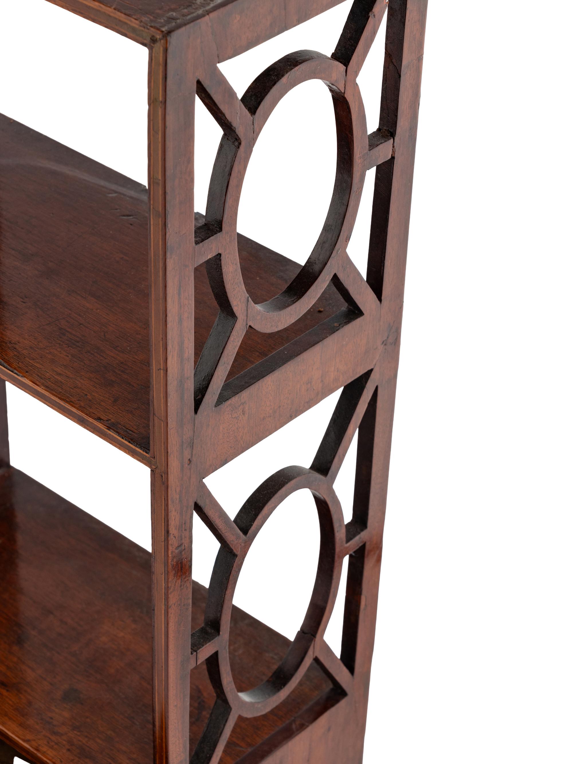 A George III Mahogany and Satinwood Hanging Etagere