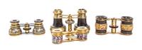 Four Pairs of French Opera Glasses, Width of widest 4 1/4 inches.