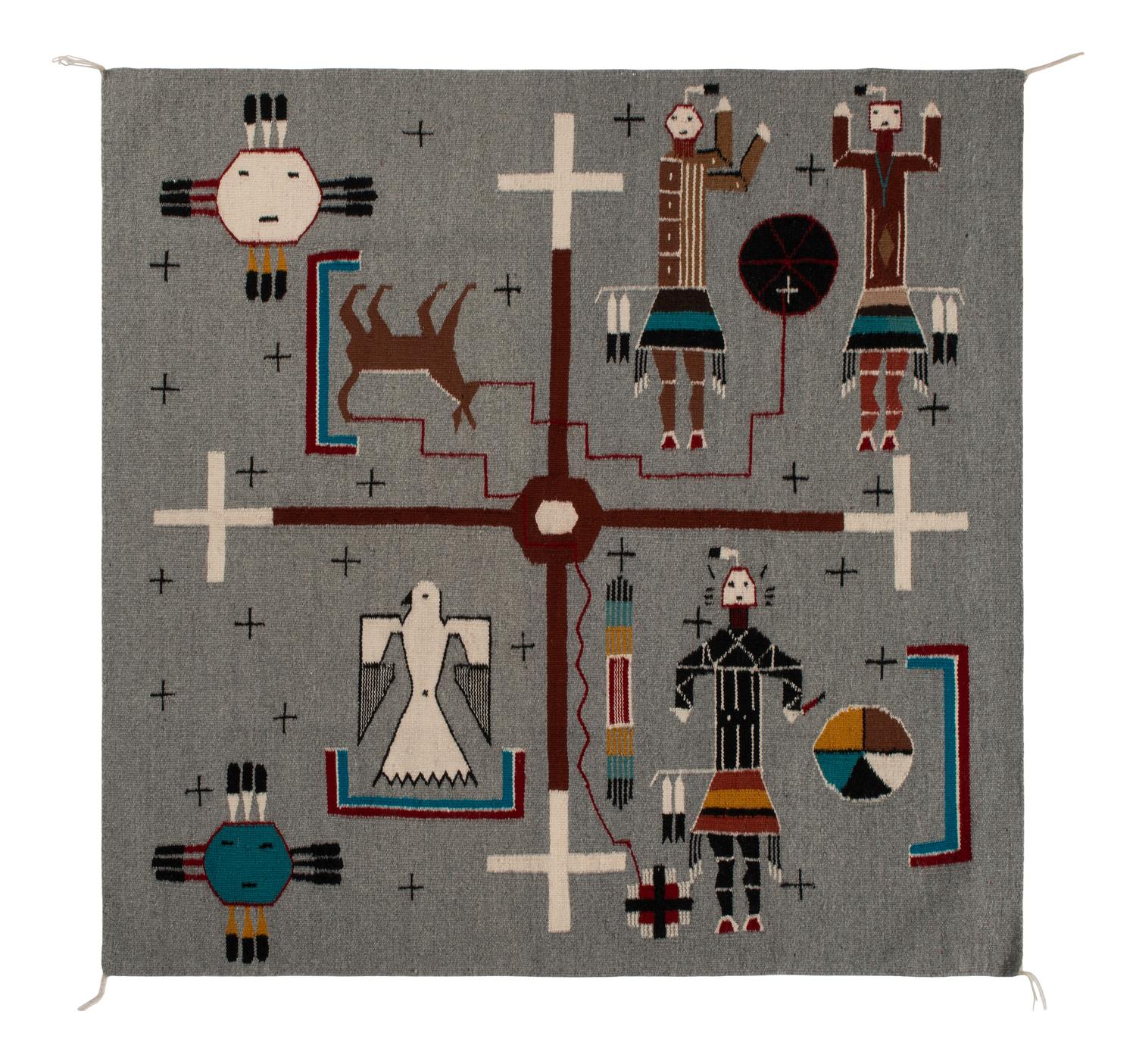 Navajo Pictorial Weaving, Coyote Stealing Light