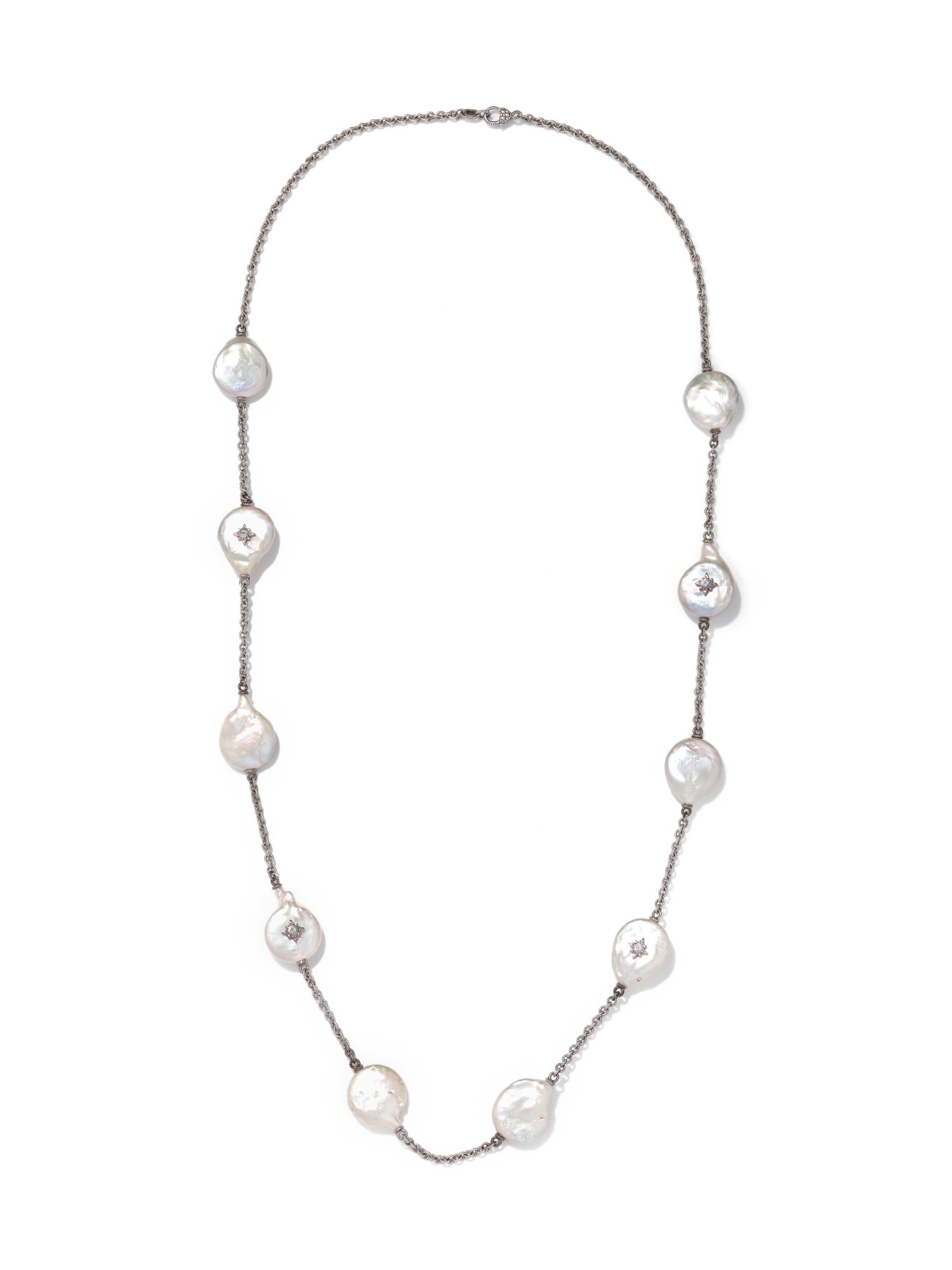 JUDITH RIPKA, CULTURED BAROQUE PEARL LONGCHAIN NECKLACE