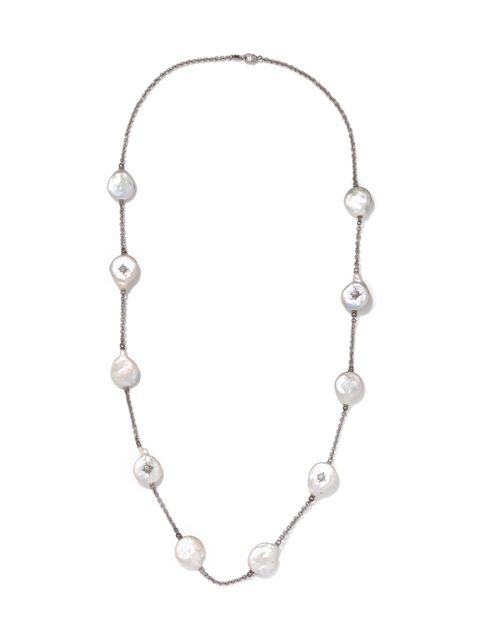 JUDITH RIPKA, CULTURED BAROQUE PEARL LONGCHAIN NECKLACE
