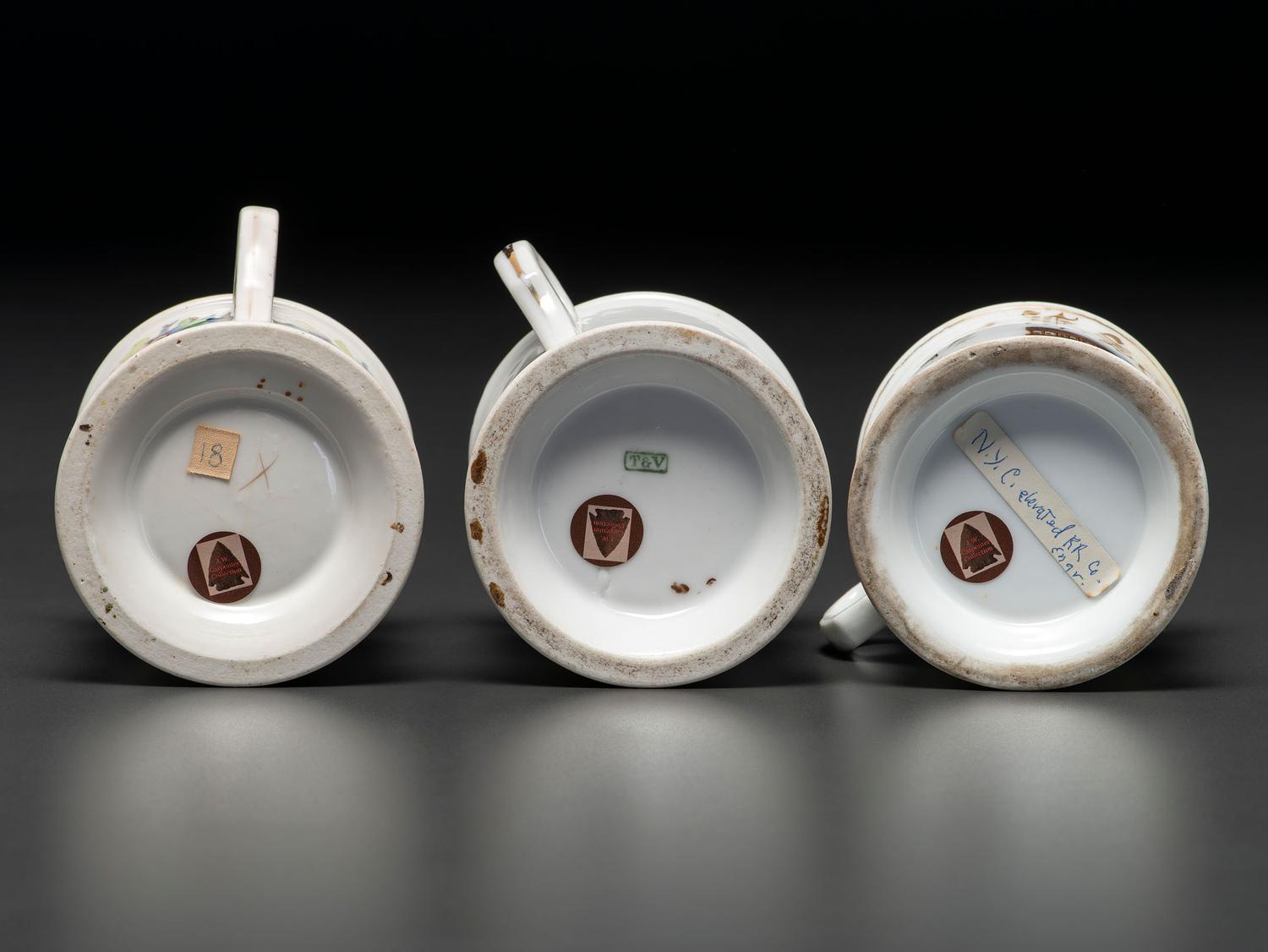 Three Railroad Worker's Porcelain Occupational Shaving Mugs
