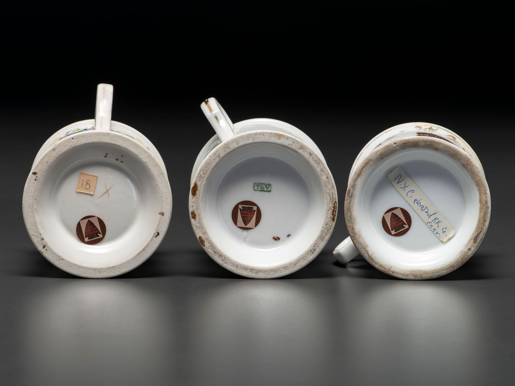 Three Railroad Worker's Porcelain Occupational Shaving Mugs