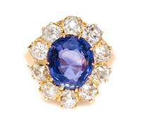 An Edwardian Yellow Gold, Color Change Sapphire and Diamond Ring, 5.30 dwts.