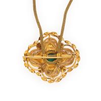 Yellow Gold and Green Glass Pollera Necklace