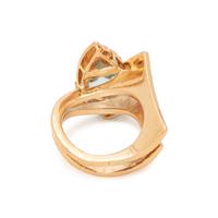 YELLOW GOLD, AQUAMARINE AND DIAMOND RING