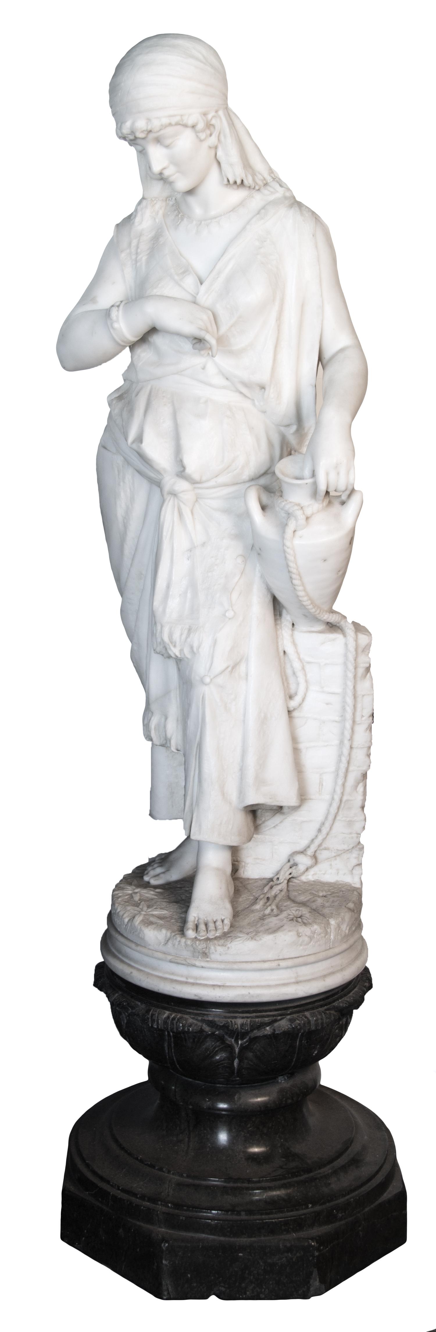 An Italian Marble Orientalist Figure, ROME, 1893, Height overall 66 inches. — ROME, 1893,