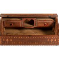 An Ohio Mennonite Inlaid Walnut and Cherrywood Slant Front Desk and Cupboard