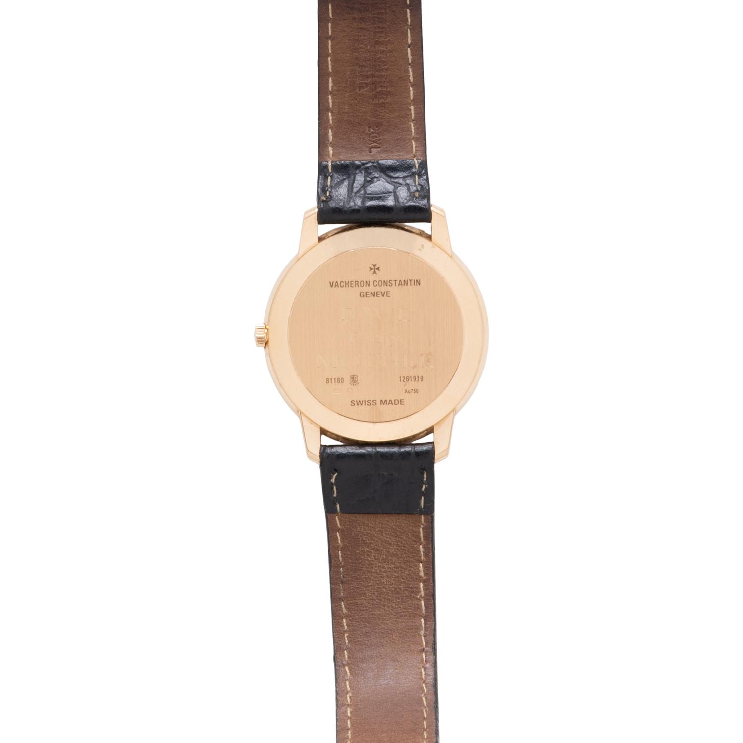 VACHERON CONSTANTIN, REF. 81180 18K YELLOW GOLD 'PATRIMONY GRAND TAILLE' WATCH WITH 'MALTESE CROSS' BUCKLE, BOX & PAPERS