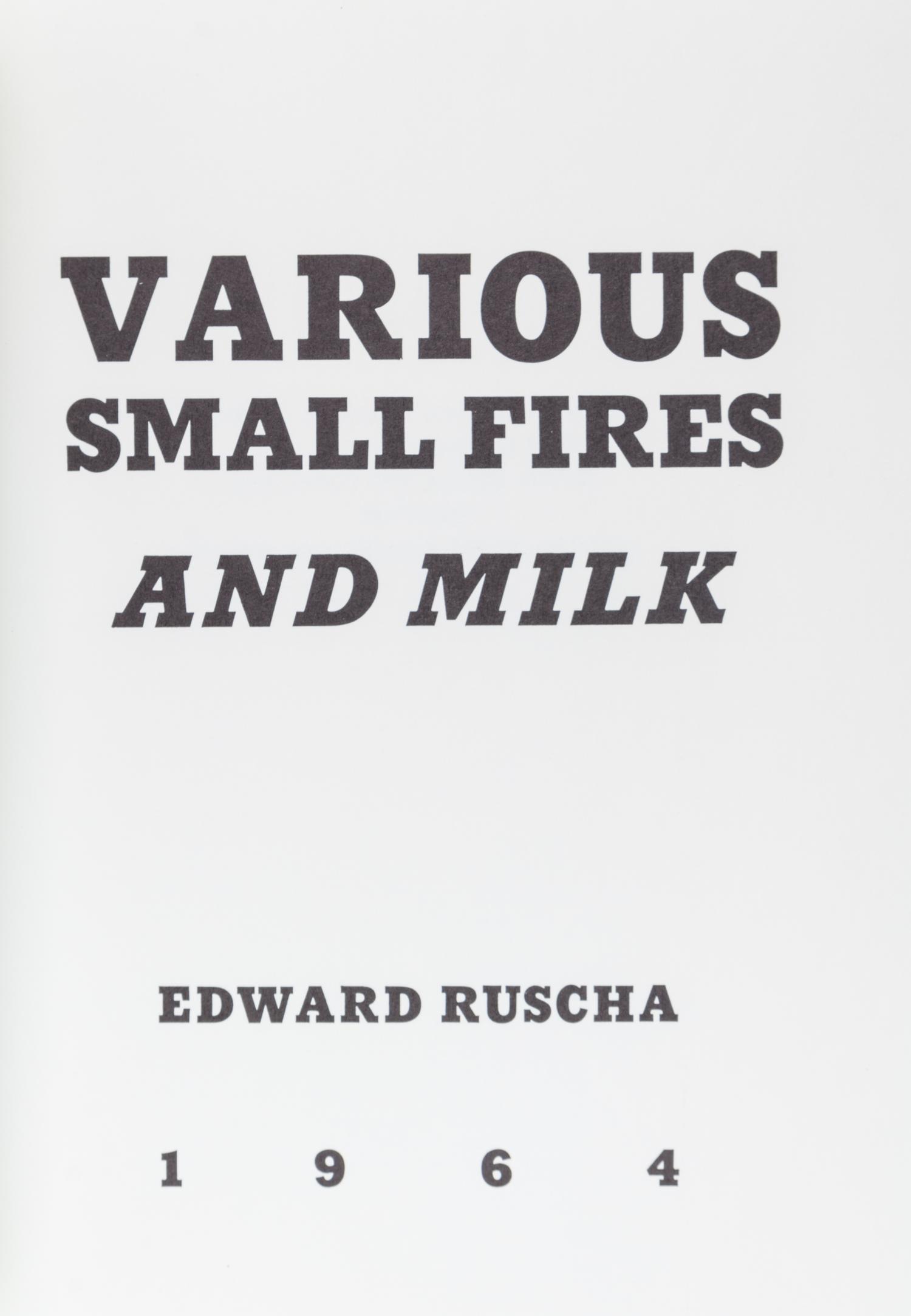 RUSCHA, ED. Various Small Fires. Los Angeles, 1970.