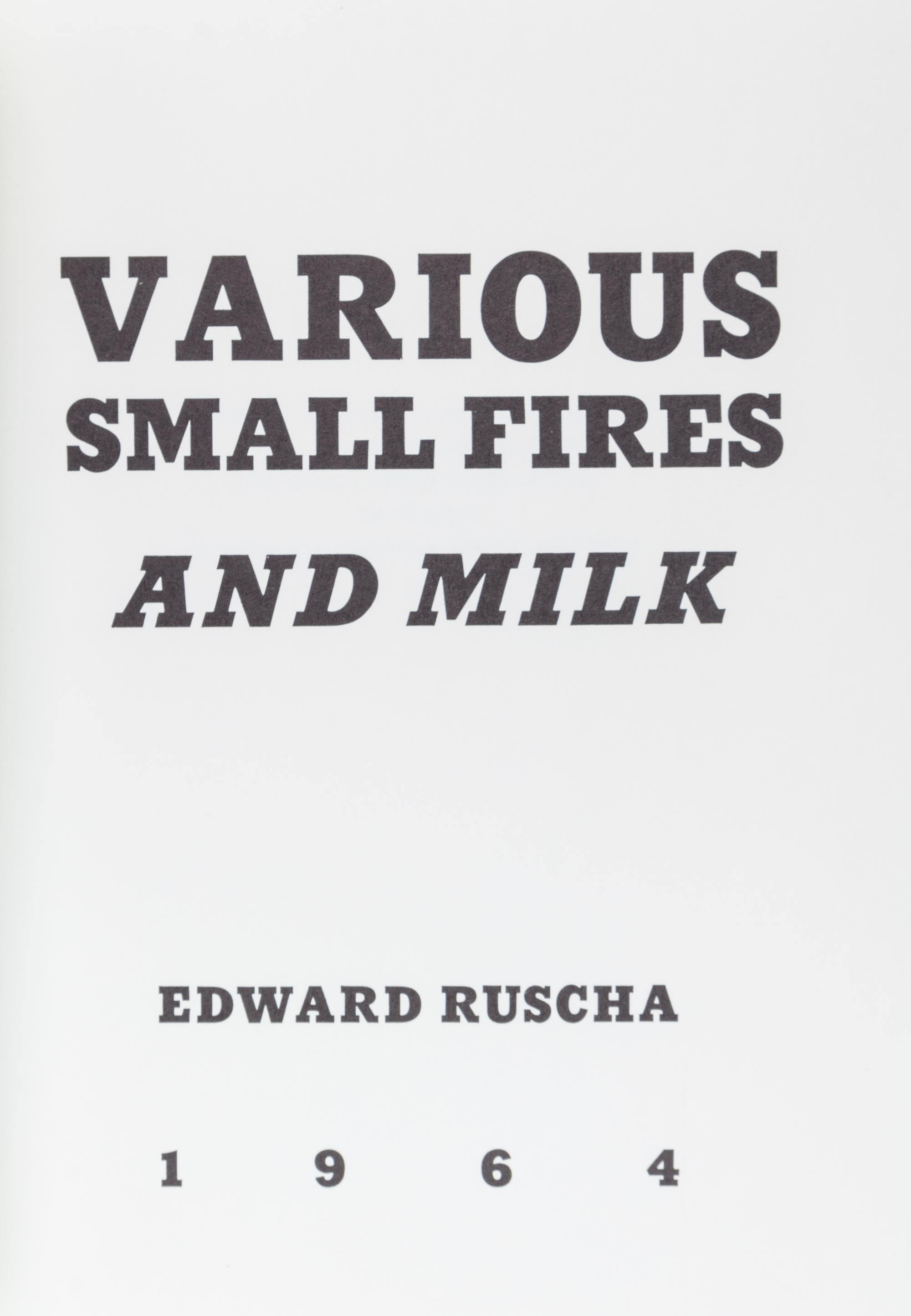 RUSCHA, ED. Various Small Fires. Los Angeles, 1970.