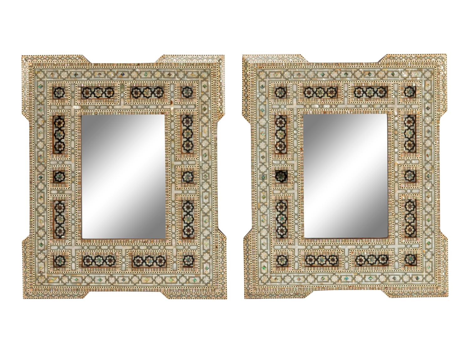 A Pair of Moorish Style Inlaid Mirrors