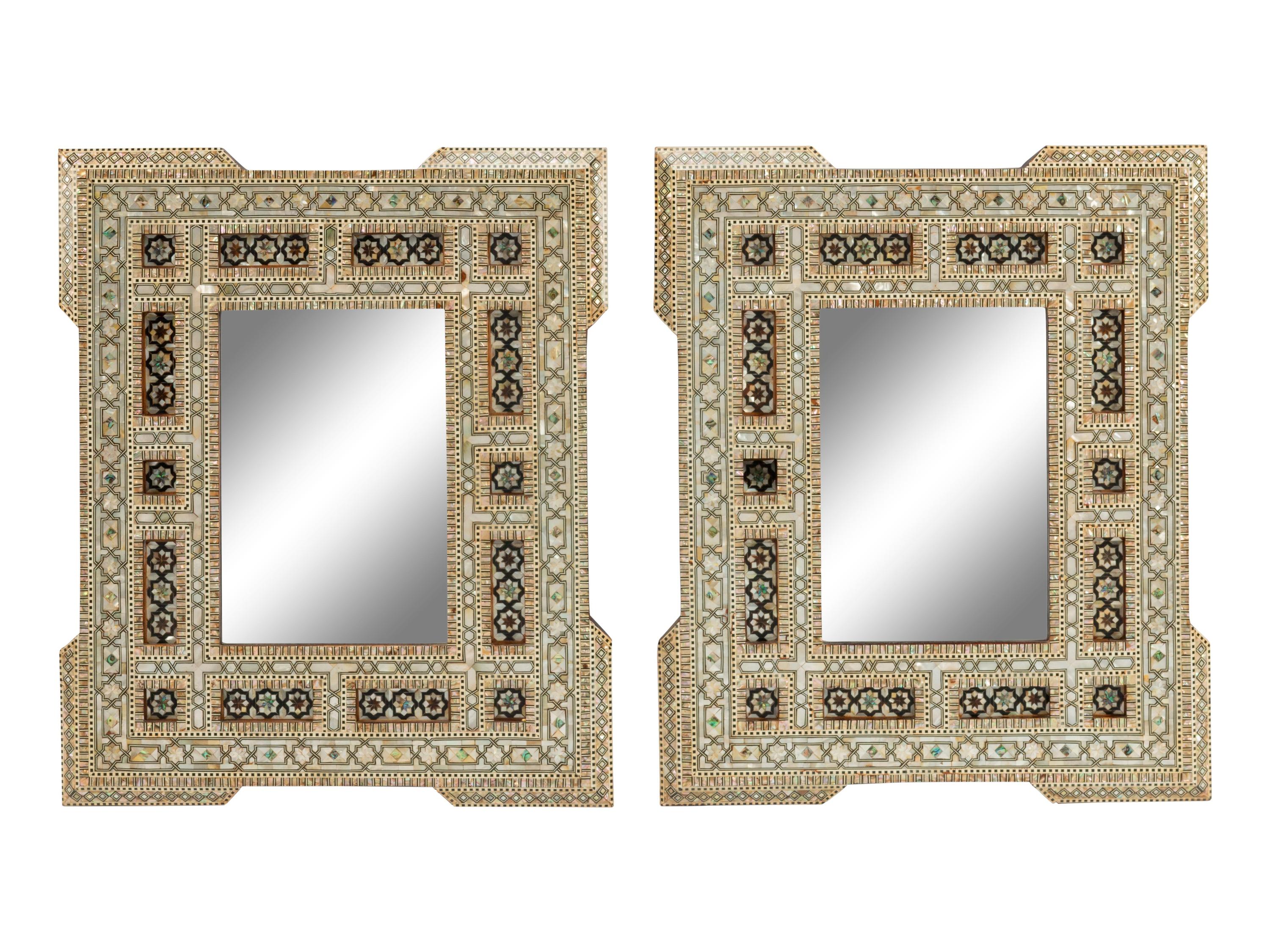 A Pair of Moorish Style Inlaid Mirrors
