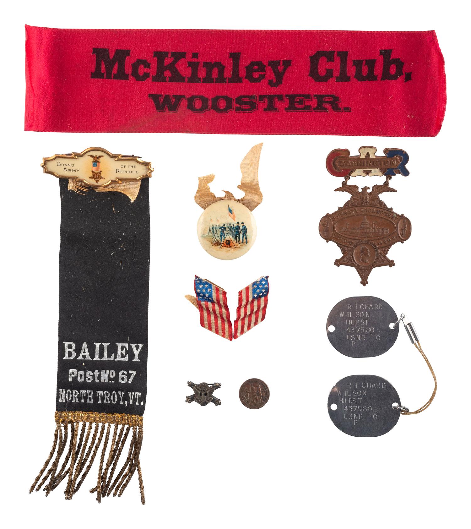 [CIVIL WAR]. A group of GAR ribbons, most for 120th Ohio Volunteer Infantry Reunions.