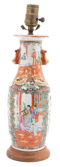 A Chinese Rose Canton Porcelain Baluster Vase Height 11 inches. — 19TH CENTURY