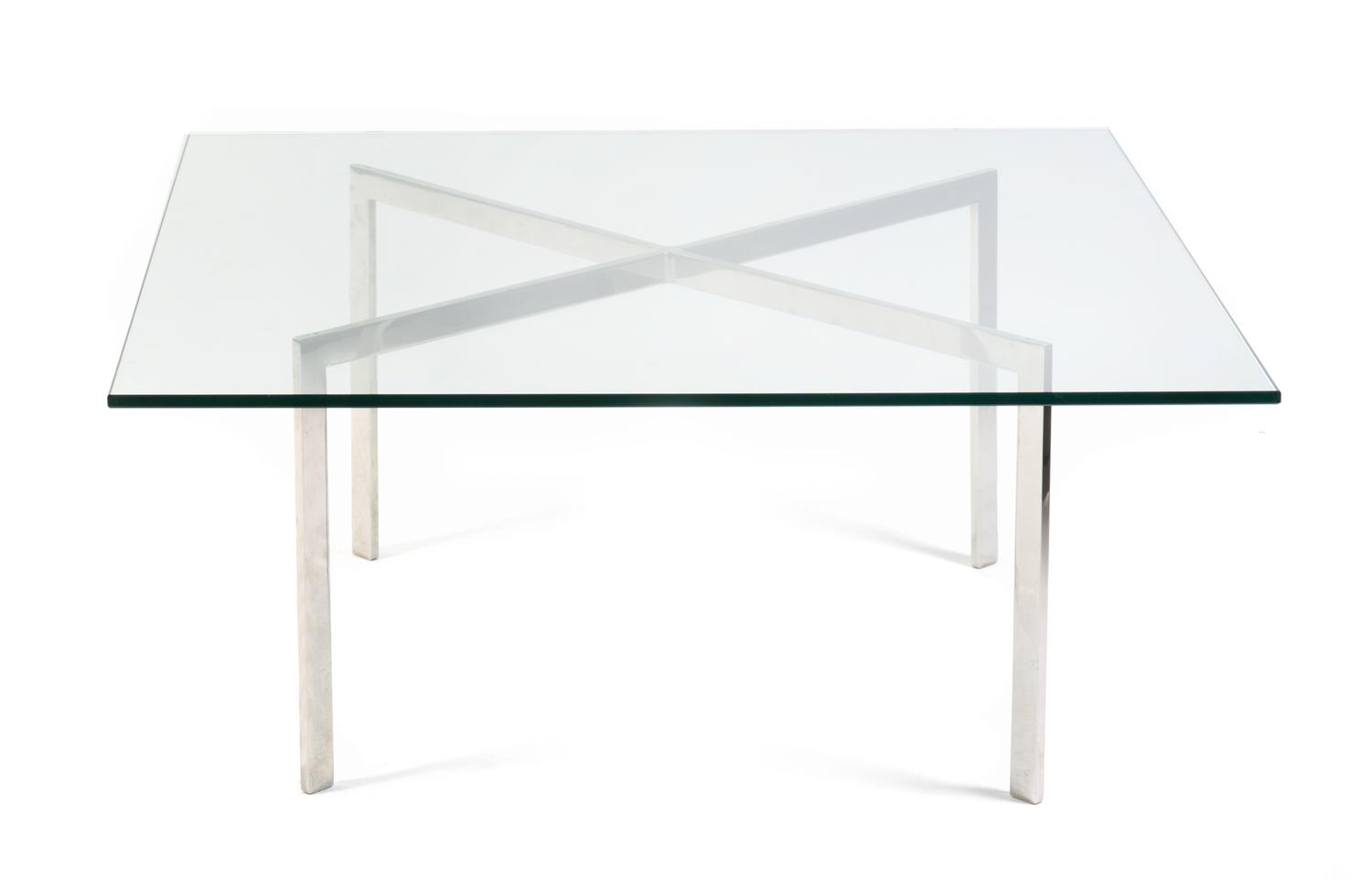 A Ludwig Mies van der Rohe Barcelona Low Table Height 16 x length 27 x width 27 inches.