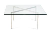 A Ludwig Mies van der Rohe Barcelona Low Table Height 16 x length 27 x width 27 inches.