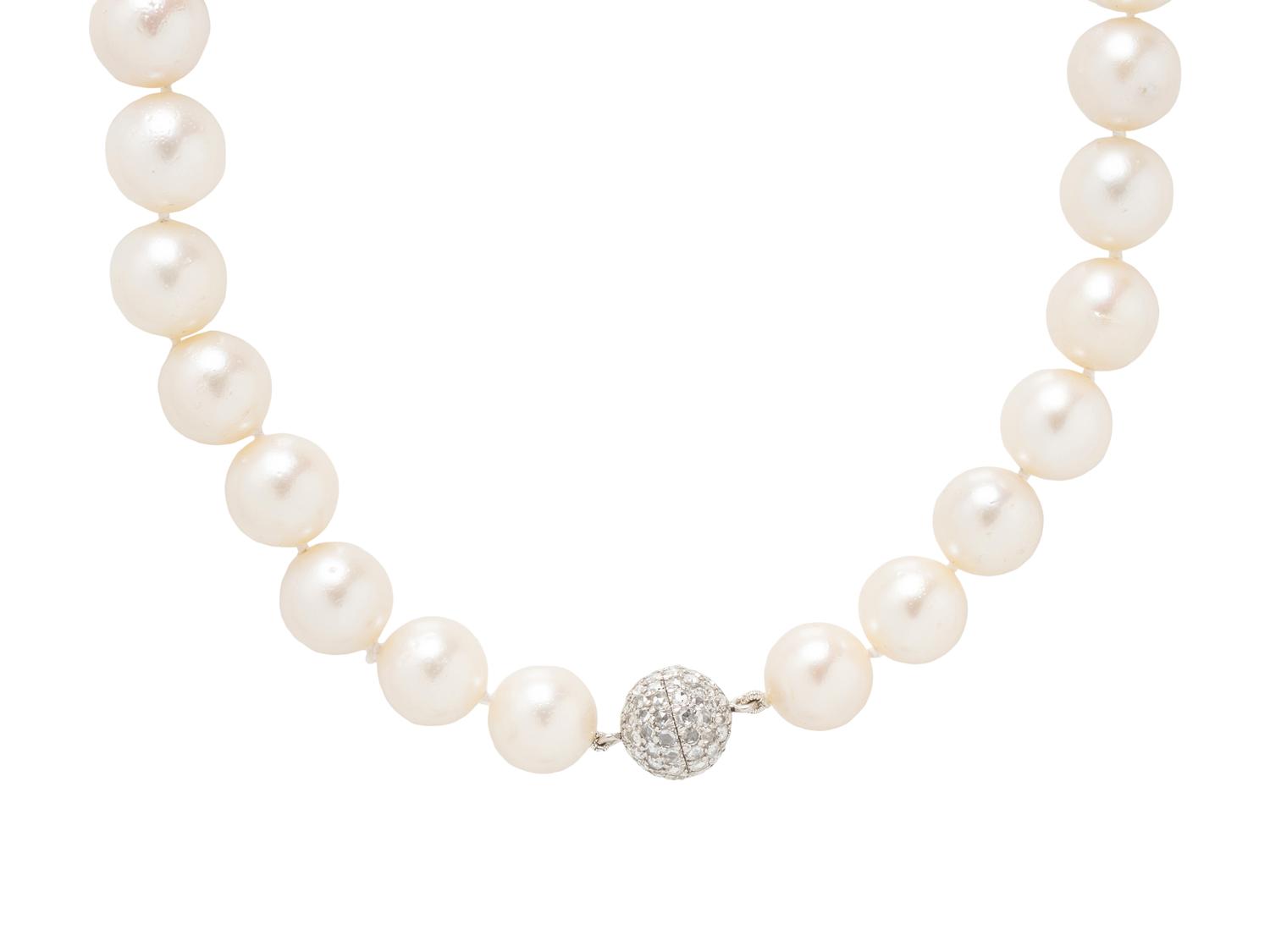 SOUTH SEA CULTURED PEARL AND DIAMOND NECKLACE
