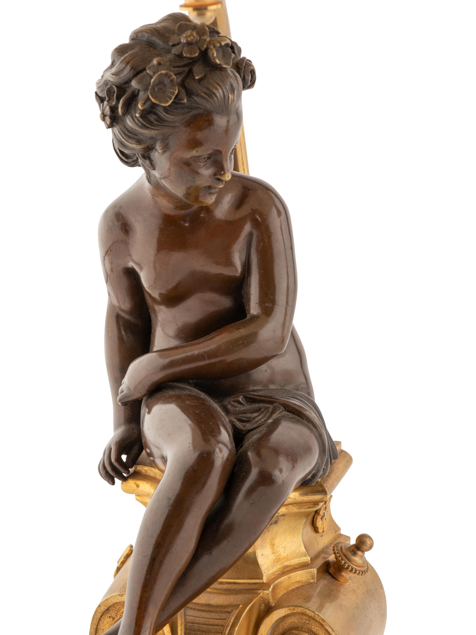 A Pair Continental Parcel-Gilt Bronze Putti Figures