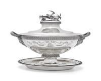 An Impressive Sterling Silver Presentation Tureen and Undertray Made for Admiral Francis H. Gregory (1789-1866)