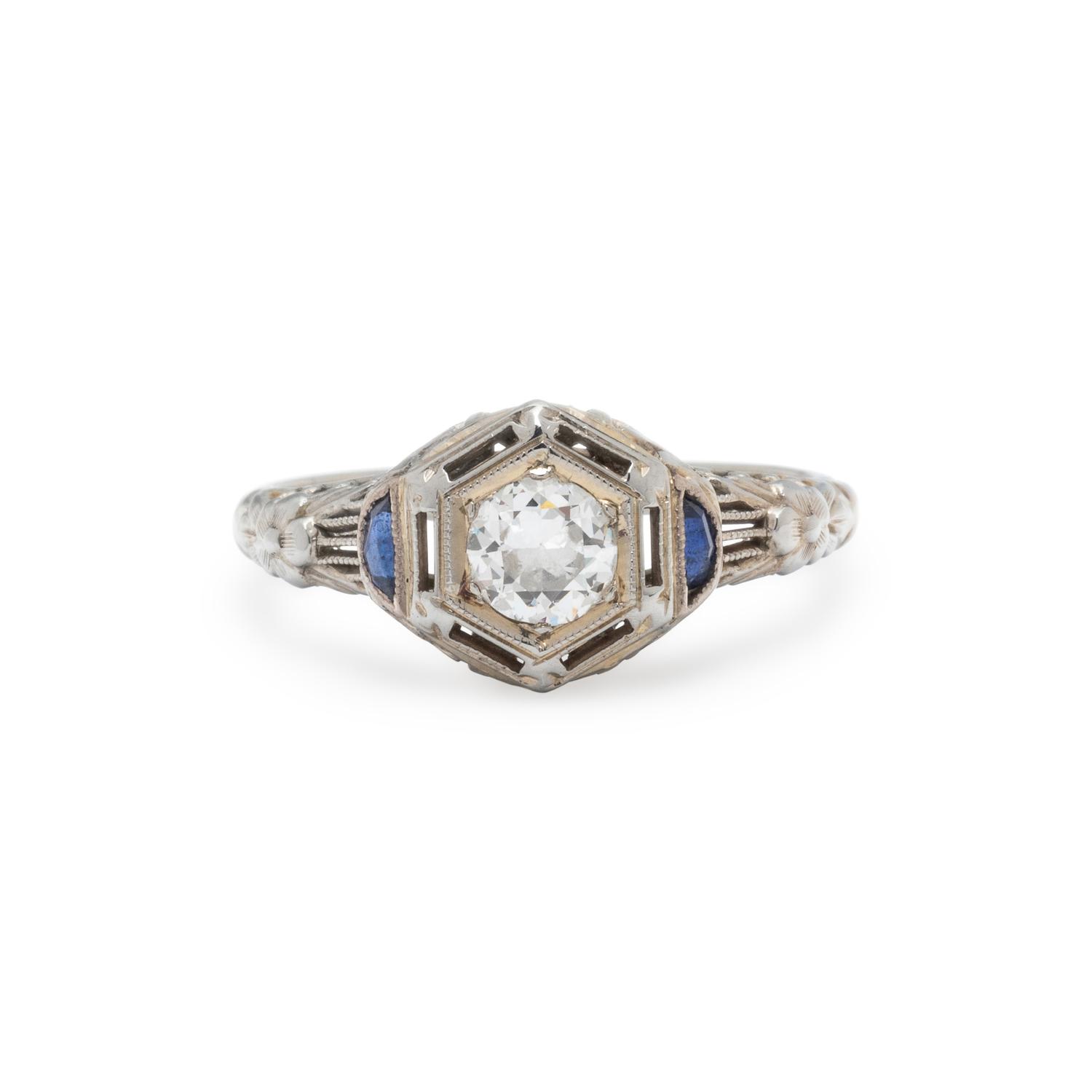 DIAMOND AND SYNTHETIC SAPPHIRE RING