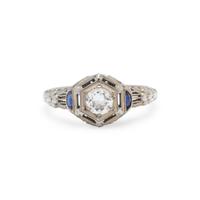 DIAMOND AND SYNTHETIC SAPPHIRE RING