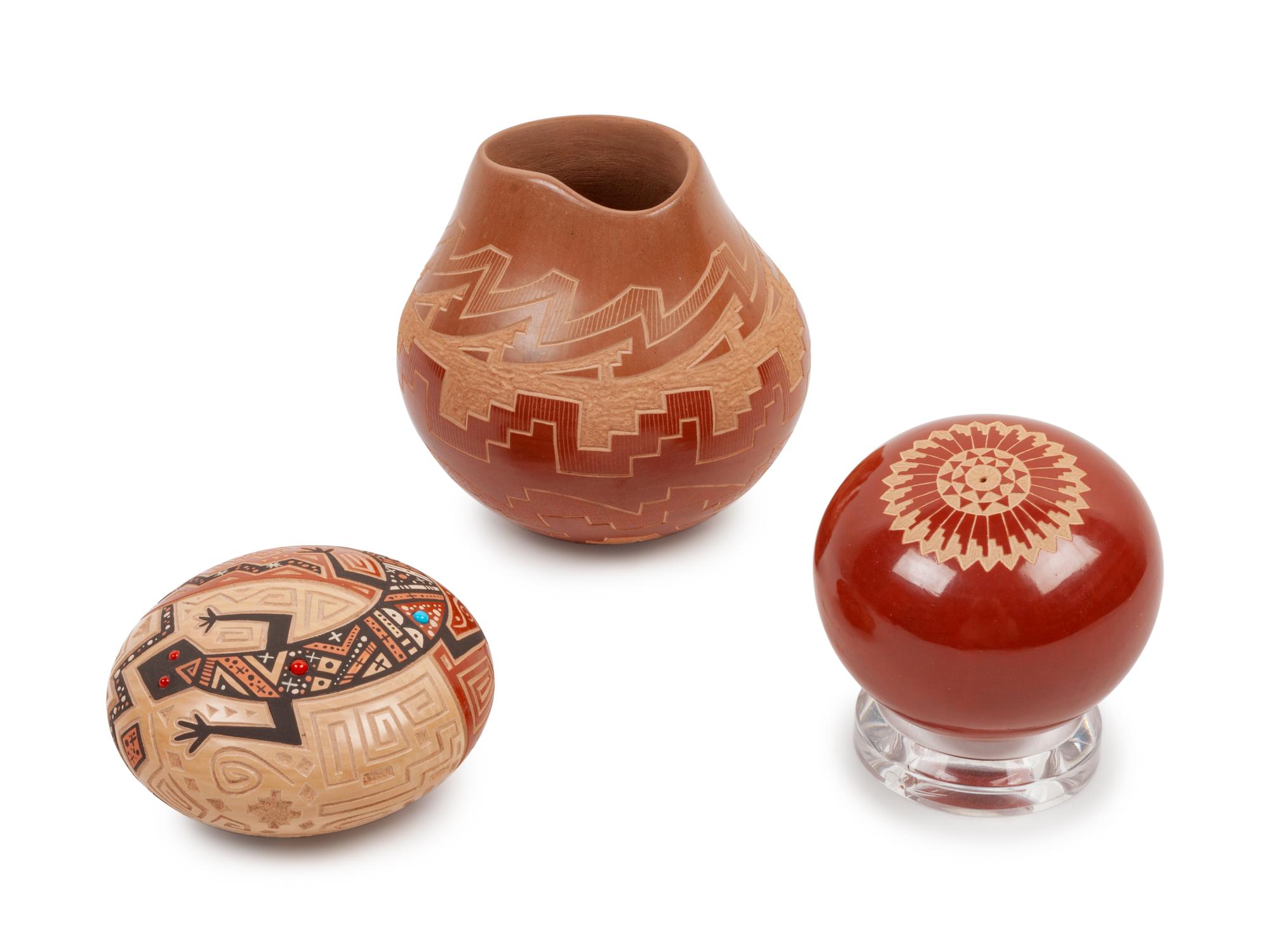 Sgraffito Redware Seed Jar, PLUS