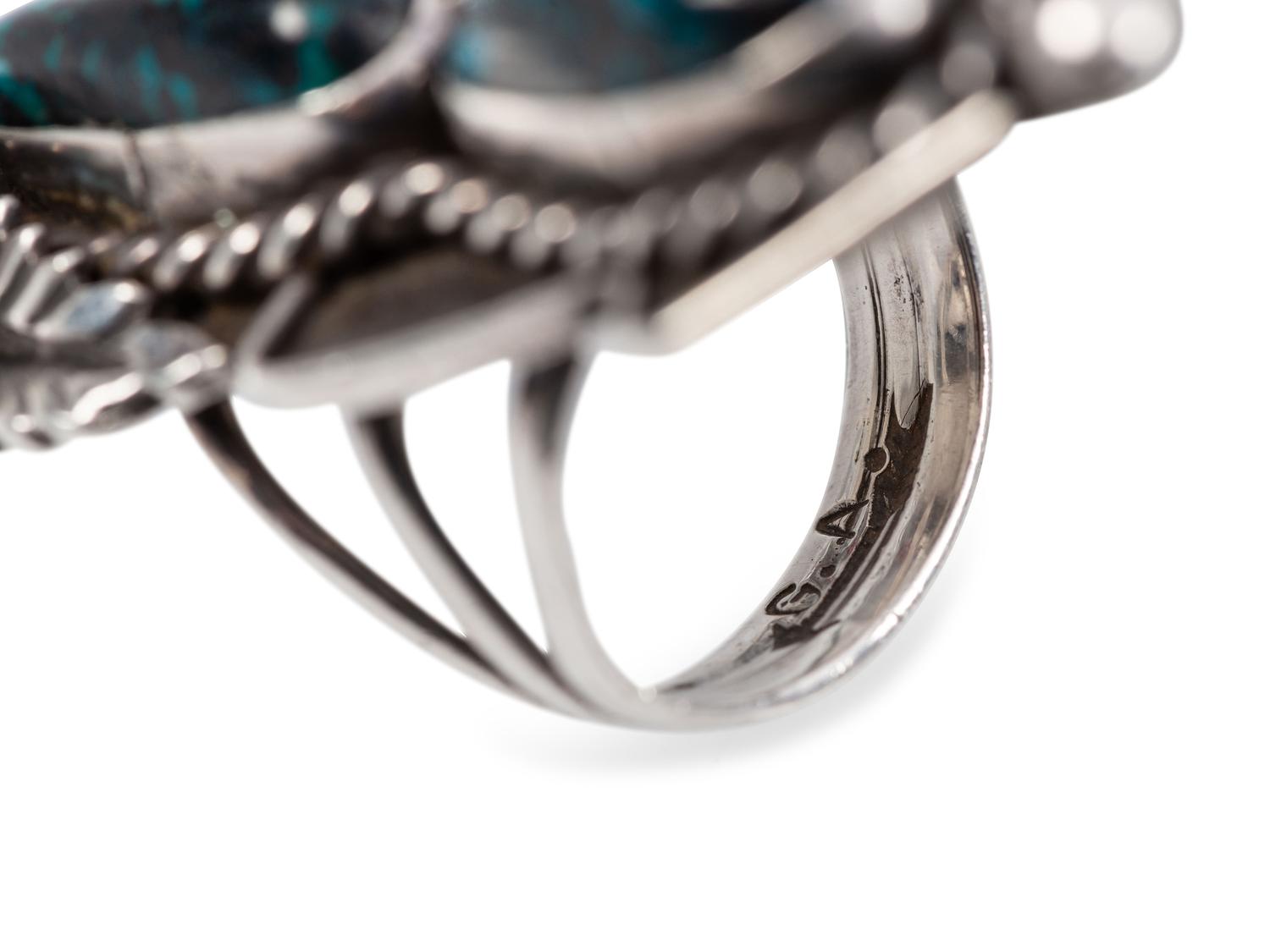 Navajo Matching Squash Blossom, Cuff Bracelet, Ring, and Necklace