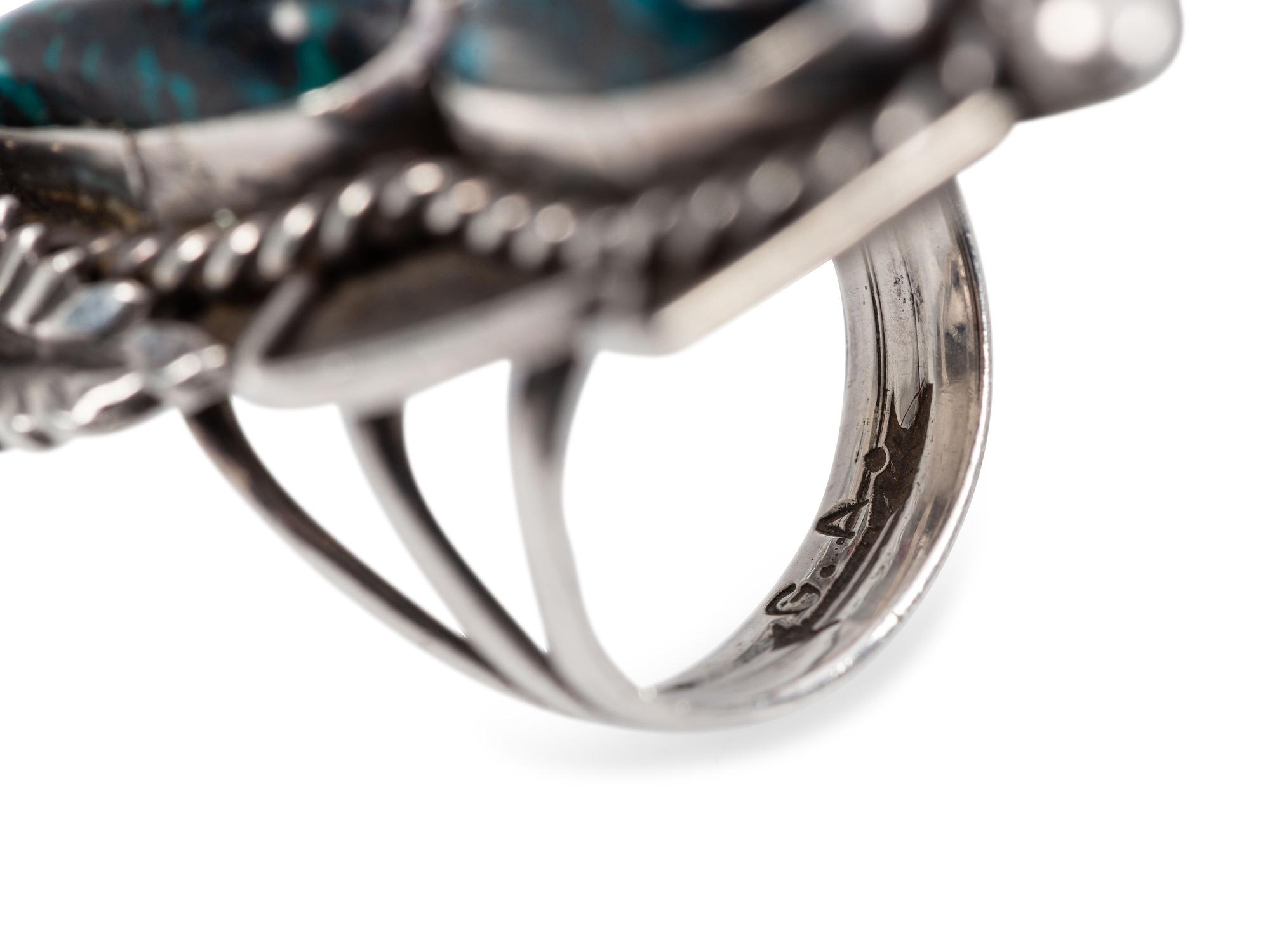 Navajo Matching Squash Blossom, Cuff Bracelet, Ring, and Necklace