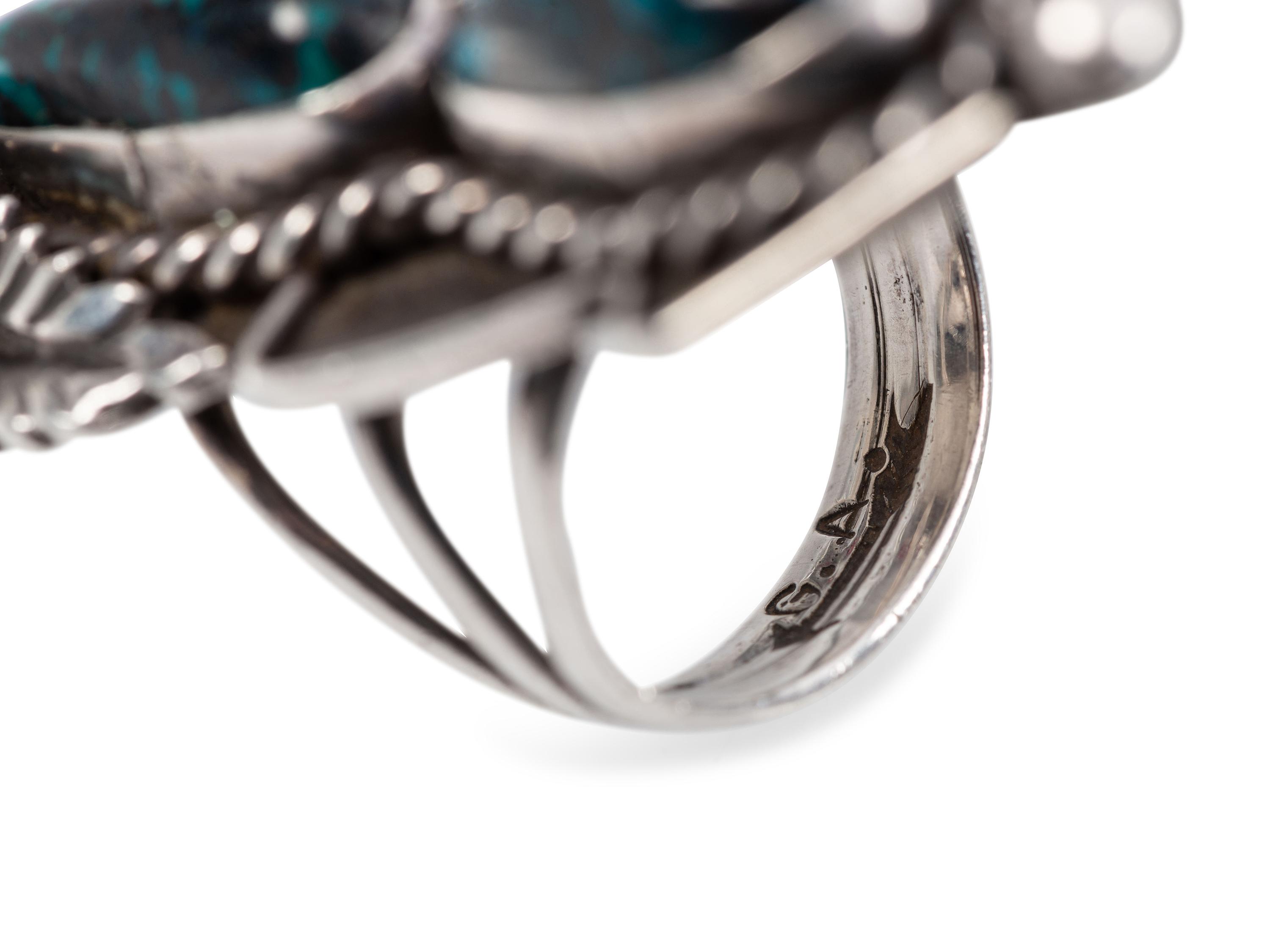 Navajo Matching Squash Blossom, Cuff Bracelet, Ring, and Necklace