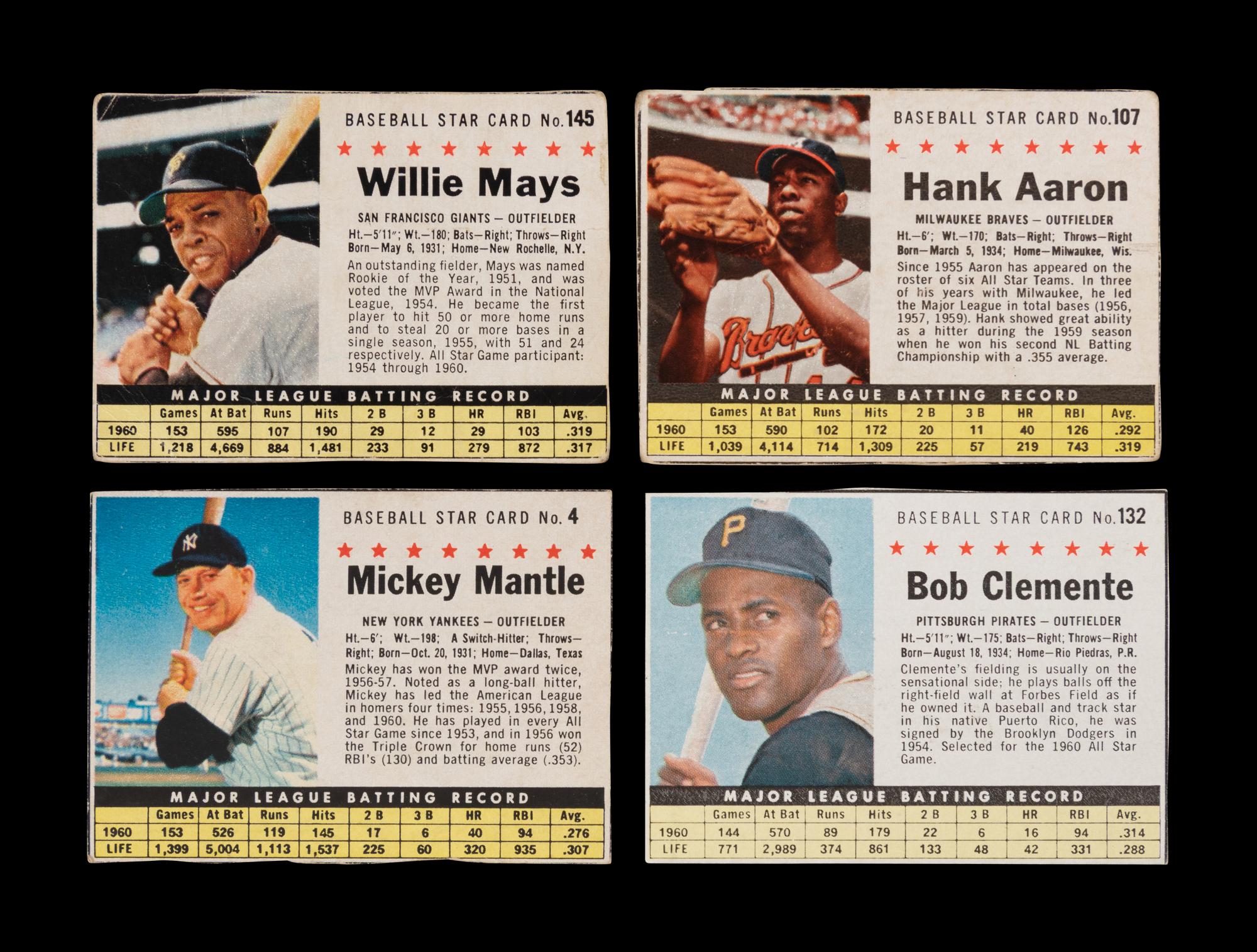 A Near Set of 1961 Post Cereal Baseball Cards (197/200) Including Mickey Mantle and Multiple Hall of Famers