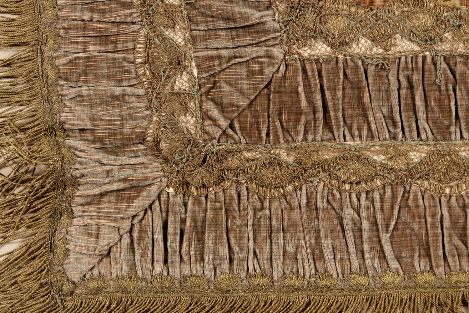 A Continental Metallic Thread Embroidered Panel