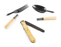 Civil War-period officer's traveling eating utensils kit.