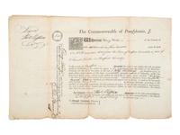 MIFFLIN, Thomas (1744-1800). Land grant signed ("Thos. Mifflin"), as Governor of Pennsylvania.