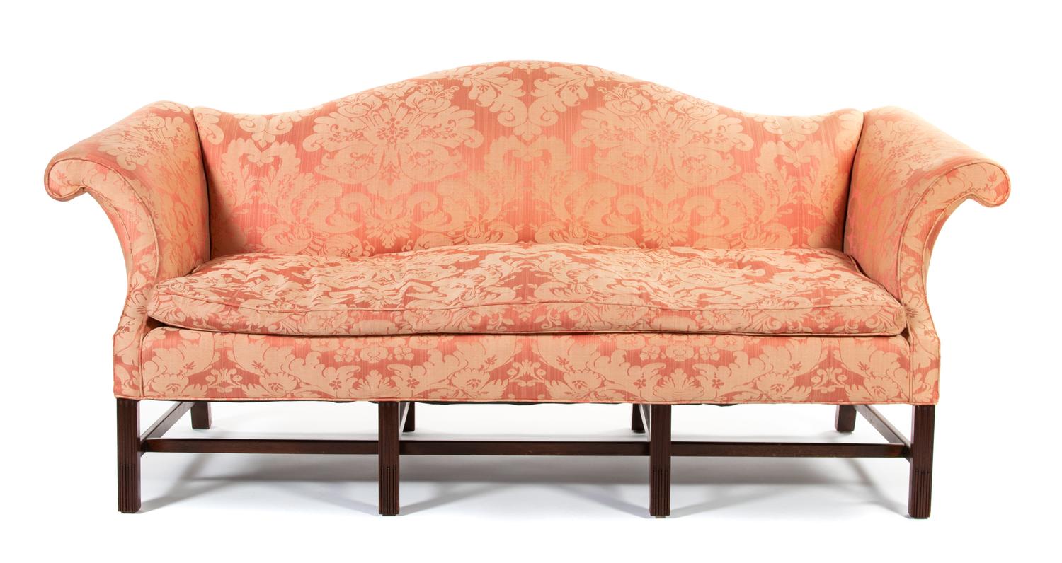A George III Style Mahogany Camelback Sofa