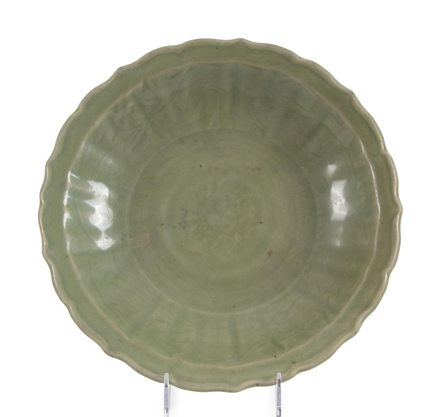 Two Longquan Celadon Glazed Porcelain Plates