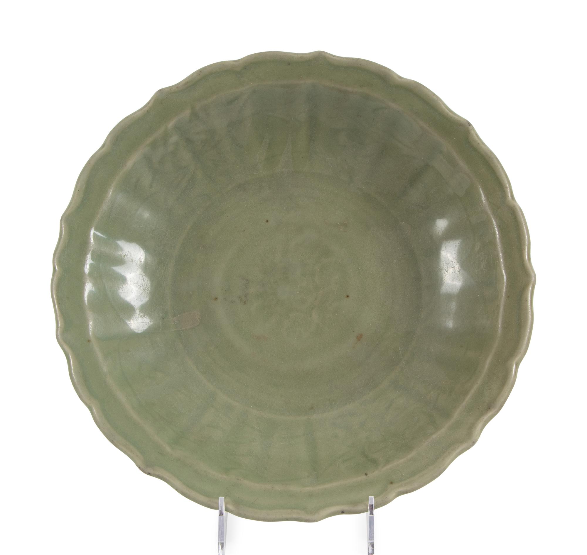 Two Longquan Celadon Glazed Porcelain Plates