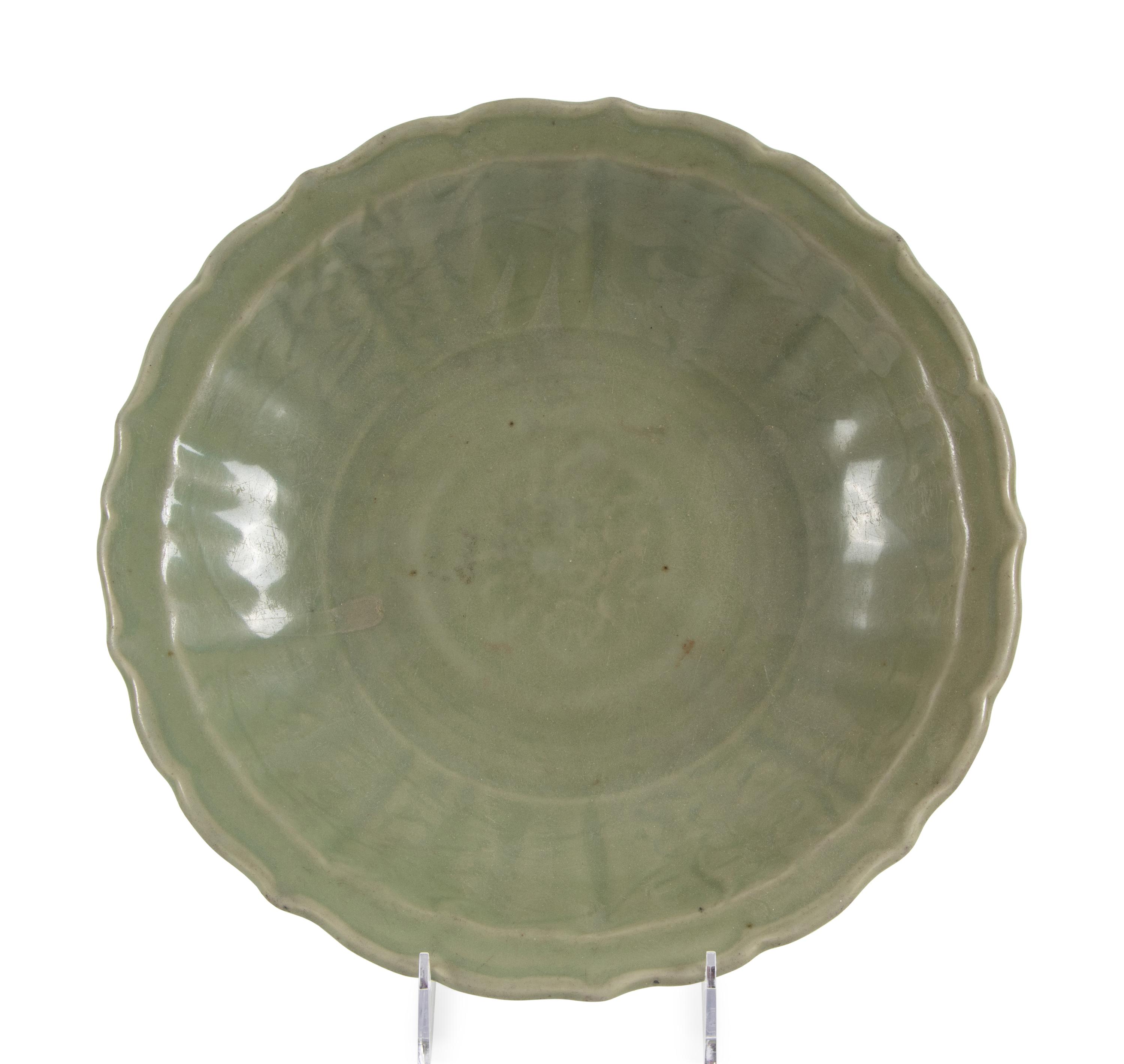 Two Longquan Celadon Glazed Porcelain Plates