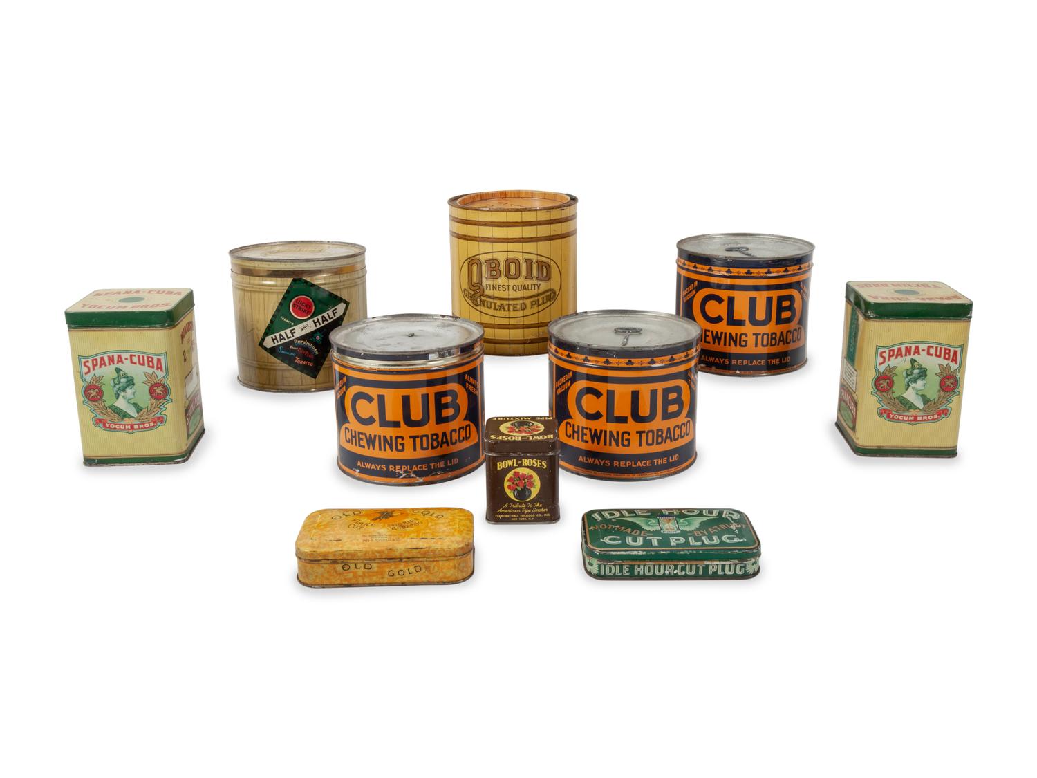 A Group of Tobacco Advertising Tins